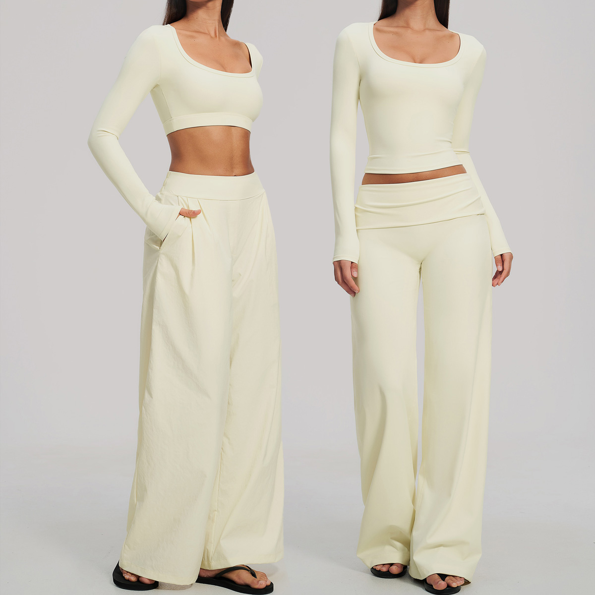Compression Long Pant - 스포츠 세트 2피스 여성용 긴소매 백리스