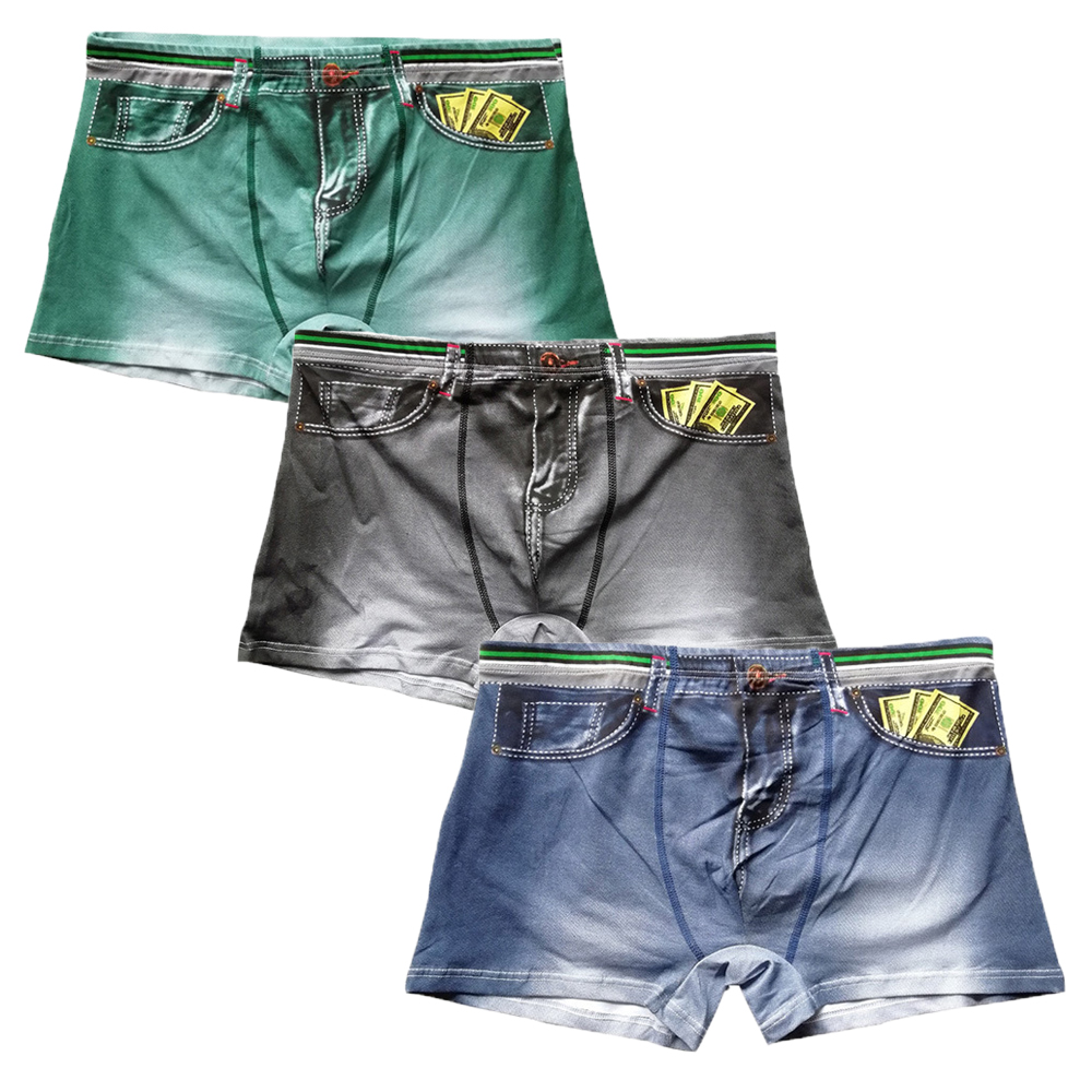 3 개/몫 남자 복서 반바지 데님 인쇄 면화 속옷 트렁 - Boxer Brief Pack Cotton 리뷰 및 가격